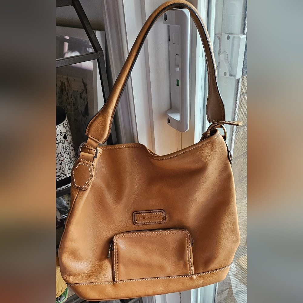Vintage Longchamp Legende Hobo Shoulder Smooth Leather Bag